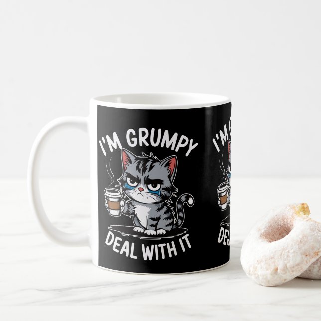 I'm Grumpy Deal With It Cats Owners Cat Mum & Dads Coffee Mug (With Donut)