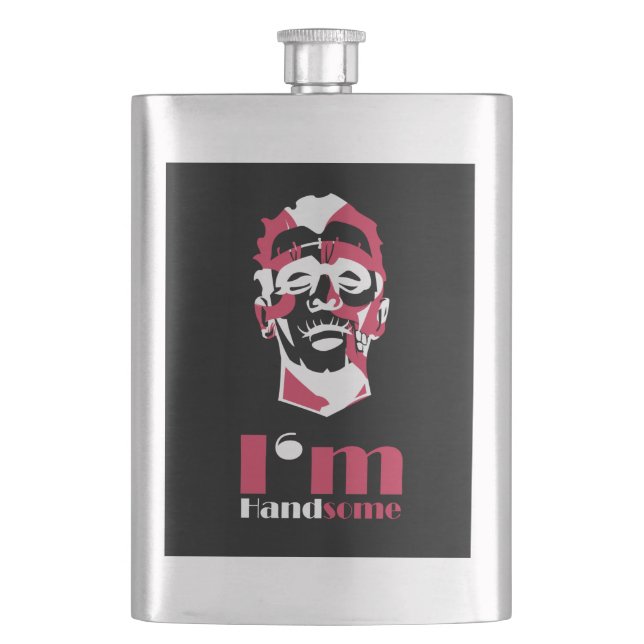 I'm handsome abstract face hip flask (Front)