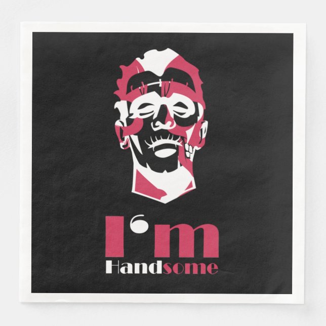 I'm handsome abstract face napkin (Front)