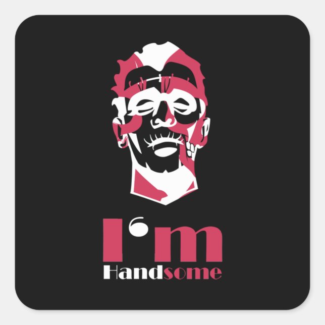 I'm handsome abstract face square sticker (Front)