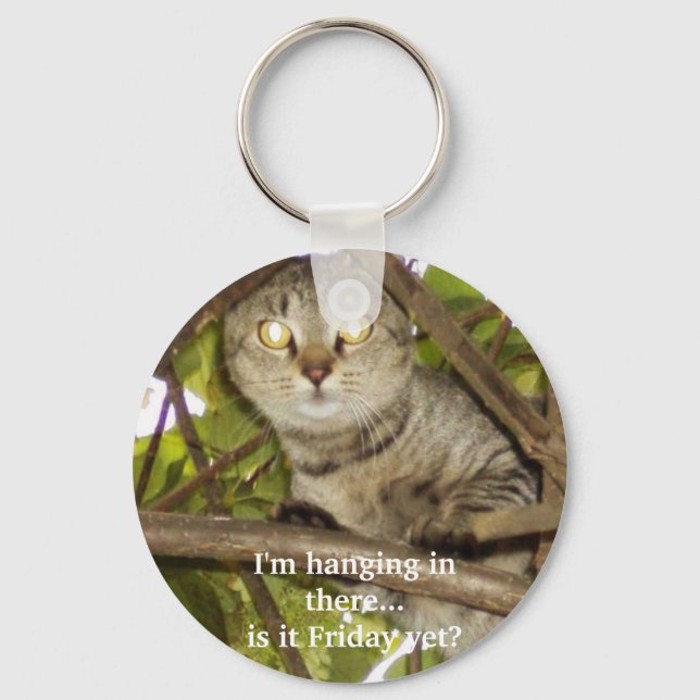 I'm hanging in there...is it Friday yet? Key Ring (Front)