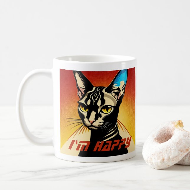 I'm Happy cat mug (With Donut)