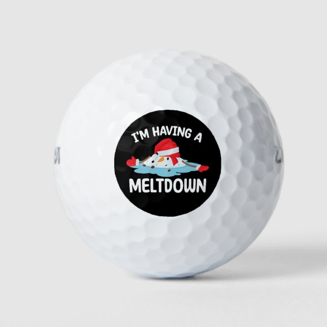 I'm Having A Meltdown Christmas Snowman Snow Golf Balls (Front)