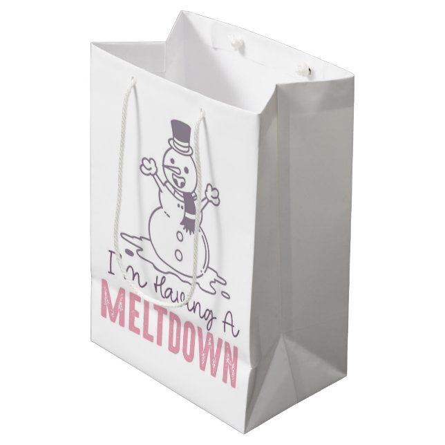 I'm Having a Meltdown - Funny Snowman Design Medium Gift Bag (Front Angled)