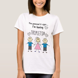 I'm having TRIPLETS Cute Stick Kids Design T-Shirt