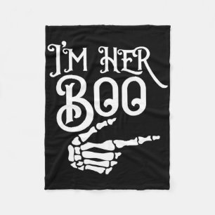 I'm Her Boo I'm His Ghoul Spooky Ghost Halloween C Fleece Blanket