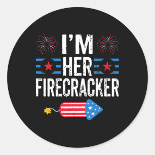 I'm Her Firecracker 4th Of July Fireworks Matching Classic Round Sticker