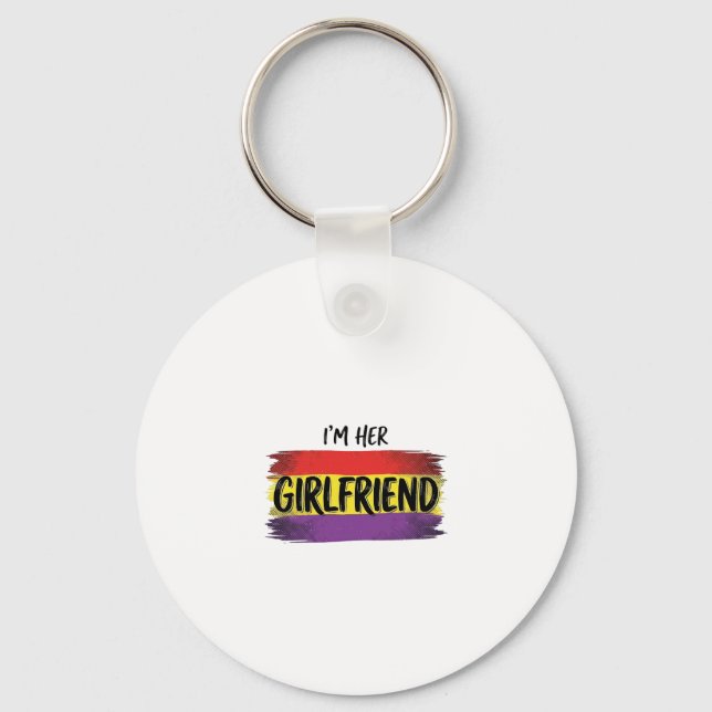 Im Her Girlfriend Rainbow Pride Vector Shirt Key Ring (Front)