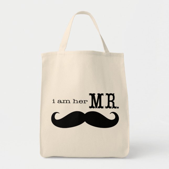 I'm Her Mr. Moustache Grooms Honeymoon Tote Bag (Front)