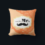 I'm Her Mr. Moustache Peach Peacock Pillow<br><div class="desc">Tangerine Vintage Modern Peacock Wedding Invitations</div>