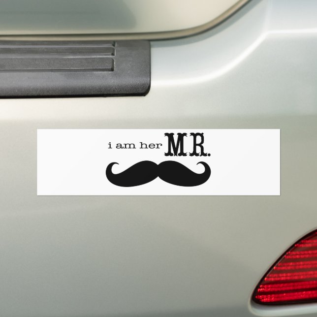 I'm Her Mr. Mustache Grooms Gifts Bumper Sticker (On Car)