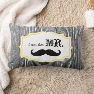 I'm Her Mr. Old Wood Lavender Moustache Pillow