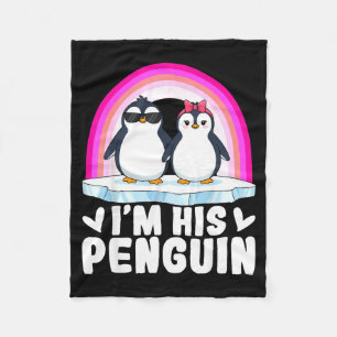Im Her Penguin Matching Couple Valentine Love Hear Fleece Blanket