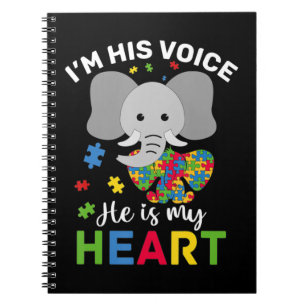 I'm Her Voice He Is My Heart Autism Mum Autism Awa Notebook