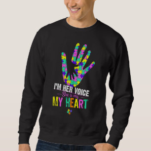 I'm Her Voice She Is My Heart Autism Mum Pink Auti Sweatshirt