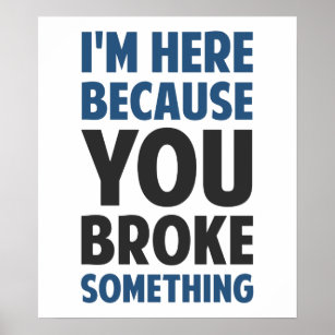 I'm Here Because You Broke Something Poster