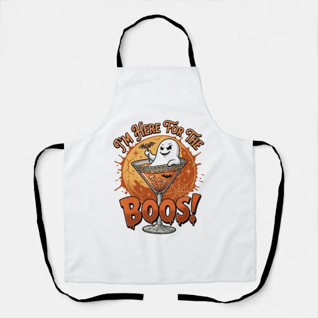 Im Here Boos Halloween Ghost Drink Spiderweb Bat_1 Apron (Front)