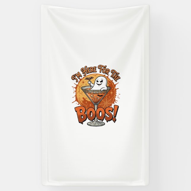 Im Here Boos Halloween Ghost Drink Spiderweb Bat_1 Banner (Vertical)