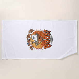 Im Here Boos Halloween Ghost Drink Spiderweb Bat_1 Beach Towel