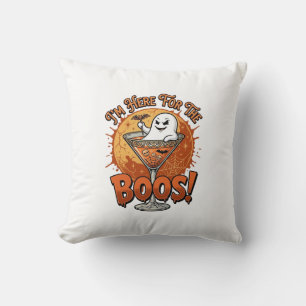 Im Here Boos Halloween Ghost Drink Spiderweb Bat_1 Cushion