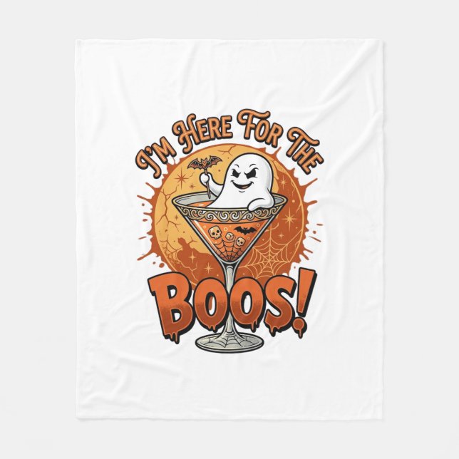 Im Here Boos Halloween Ghost Drink Spiderweb Bat_1 Fleece Blanket (Front)