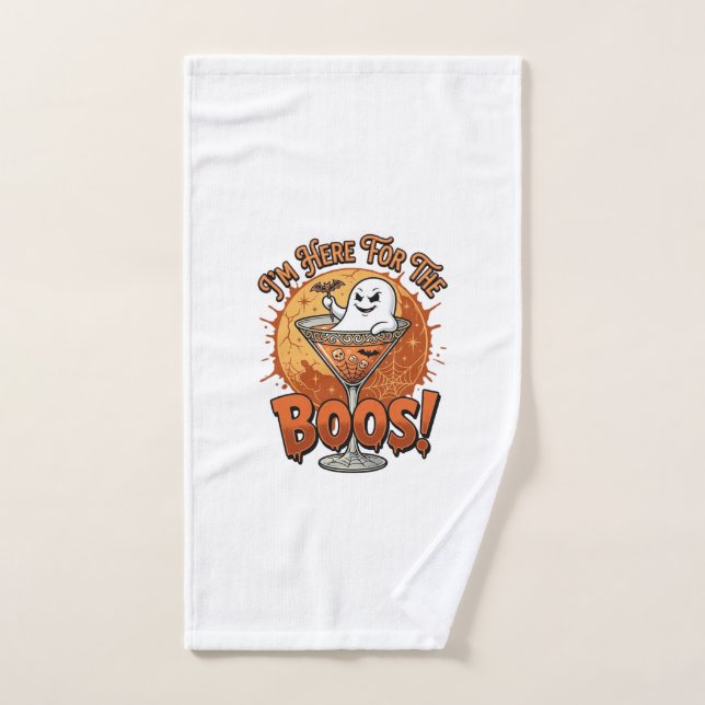 Im Here Boos Halloween Ghost Drink Spiderweb Bat_1 Hand Towel (Hand Towel)