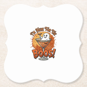Im Here Boos Halloween Ghost Drink Spiderweb Bat_1 Paper Coaster