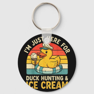 Im Here for Duck Hunting and Ice Cream Funny Duck Key Ring
