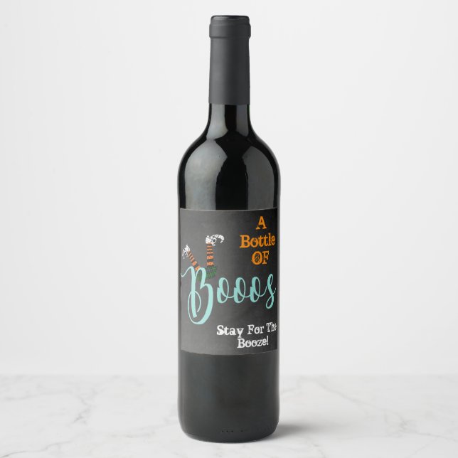 I'm Here for the Boos And Booze Party  Wine Label (Front)