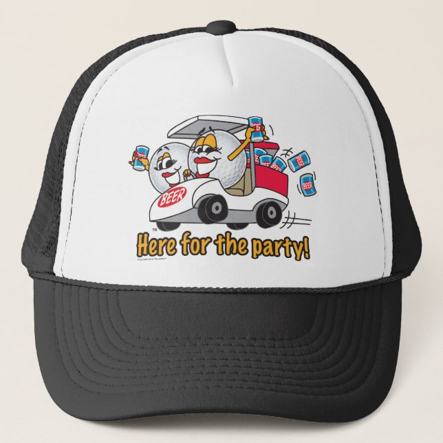 I'm Here For The Party Golf Cart Girls Trucker Hat (Front)