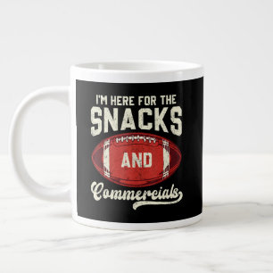 I'm Here For The Snacks And Commercials Football Large Coffee Mug