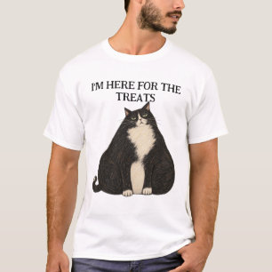 I'M HERE FOR THE TREATS TUXEDO CAT T-Shirt