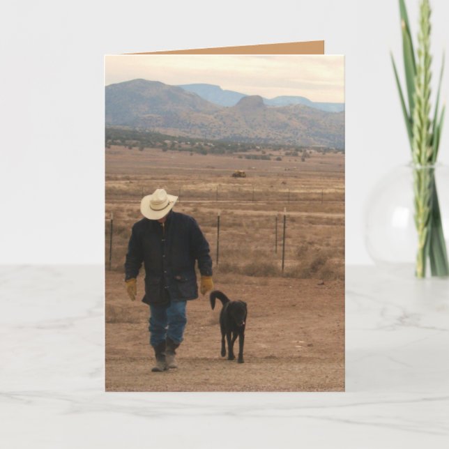 I'm Here For You Black Lab & Cowboy Card - Western (Front)