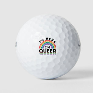 I'm Here I'm Queer Gay Pride Month Rainbow Golf Balls