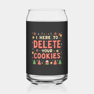 I'm Here to Delete Your Cookies Ugly Xmas Sweater Can Glass