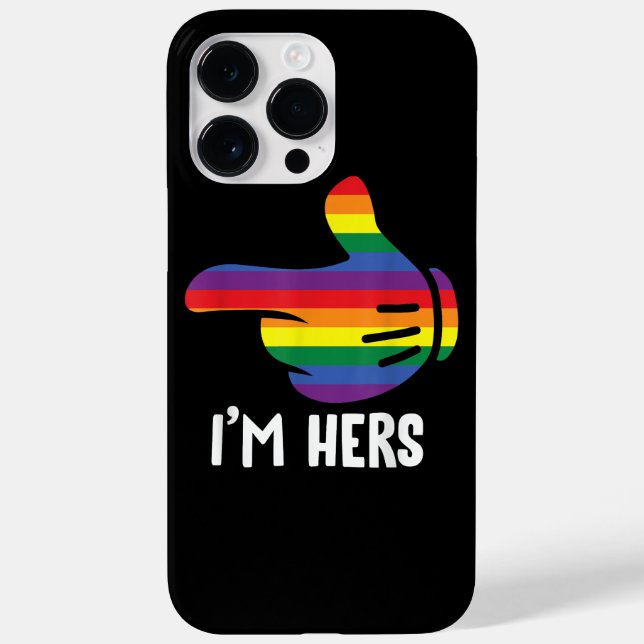 I'm Hers Rainbow Lesbian Couple Funny LGBT Pride M Case-Mate iPhone Case (Back)
