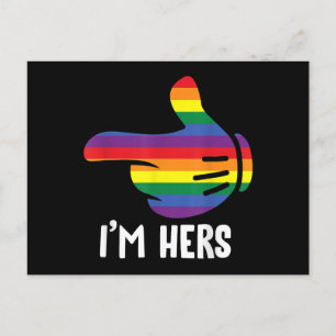 I'm Hers Rainbow Lesbian Couple Funny LGBT Pride M Holiday Postcard