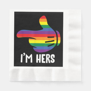 I'm Hers Rainbow Lesbian Couple Funny LGBT Pride M Napkin