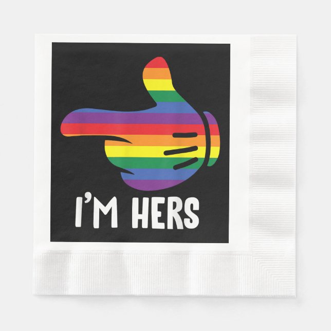 I'm Hers Rainbow Lesbian Couple Funny LGBT Pride M Napkin (Front)