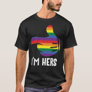 I'm Hers Rainbow Lesbian Couple Funny LGBT Pride M T-Shirt