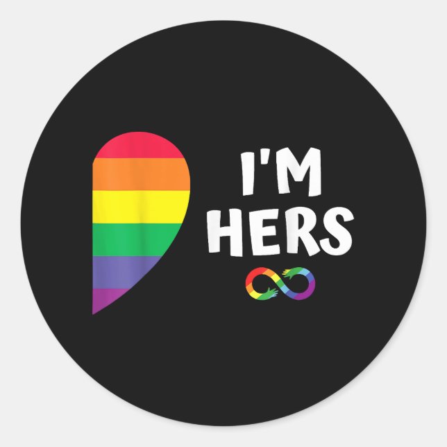 Im hers shes mine matching for pride lesbian coupl classic round sticker (Front)