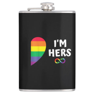Im hers shes mine matching for pride lesbian coupl hip flask