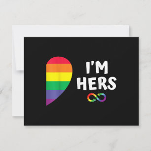 Im hers shes mine matching for pride lesbian coupl thank you card
