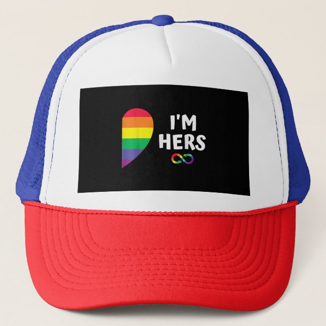 Im hers shes mine matching for pride lesbian coupl trucker hat (Front)