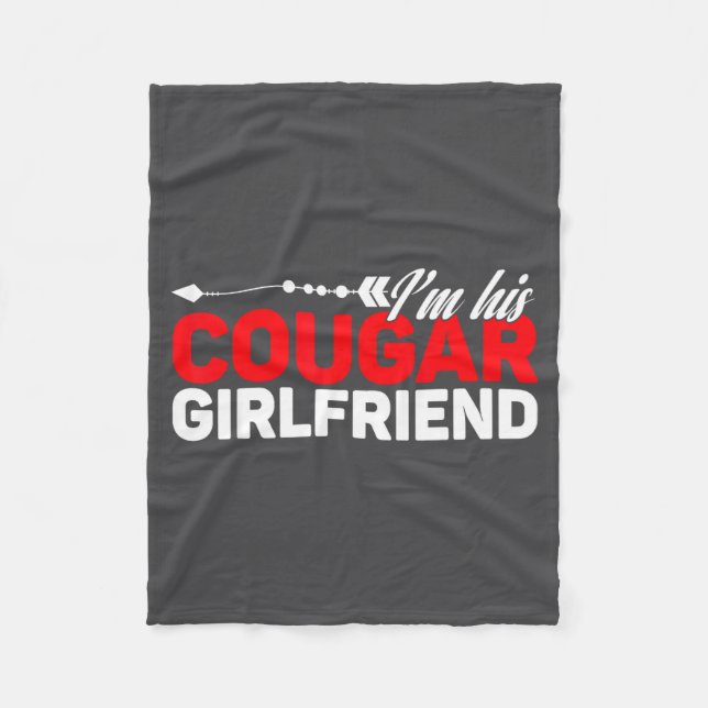 I'm His Cougar Girlfriend Funny Matching Couples Q Fleece Blanket (Front)