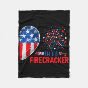 I'm His Firecracker 4th July Funny Couple Costume Fleece Blanket