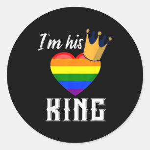 Im His King - Lgbtq Rainbow Heart Gay Boyfriend Classic Round Sticker