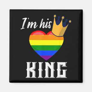 Im His King - Lgbtq Rainbow Heart Gay Boyfriend Magnet