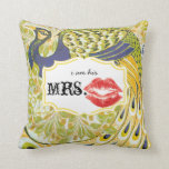I'm his Mrs. Red Lips Lemon Zest Vintage Peacock Cushion<br><div class="desc">I'm his Mrs. Red Lips Lemon Zest Yellow and Lavender Purple Vintage Floral Peacock combined with Vintage Yellow and Green Floral Pattern. You can Personalise this Beautiful Elegant Whimsical Elements Purple, Yellow Green and Black Peacock Pillow to say anything you like or use the existing Mrs.for the Bride/Wife or Buy...</div>