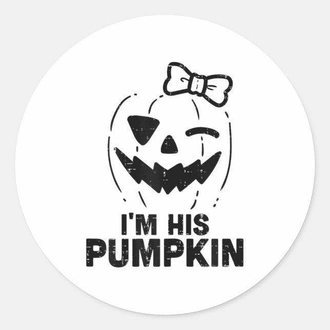 Im His Pumpkin Matching Halloween Couples Him And  Classic Round Sticker (Front)